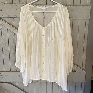 NSR V Neck Button Down Top size 3X